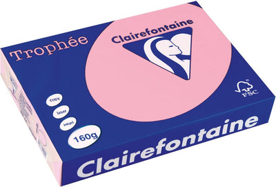 Clairefontaine trophée pastel, papier coloré, a4, 160 g, 250 feuilles, rose