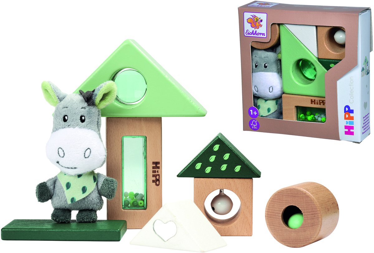 Eichhorn Baby Hipp Blocks en bois avec câlins d'âne