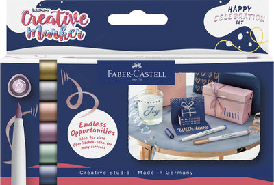 Marqueur Faber-castell - creative goldfaber - pinceau point b - set happy célébration - fc-161006