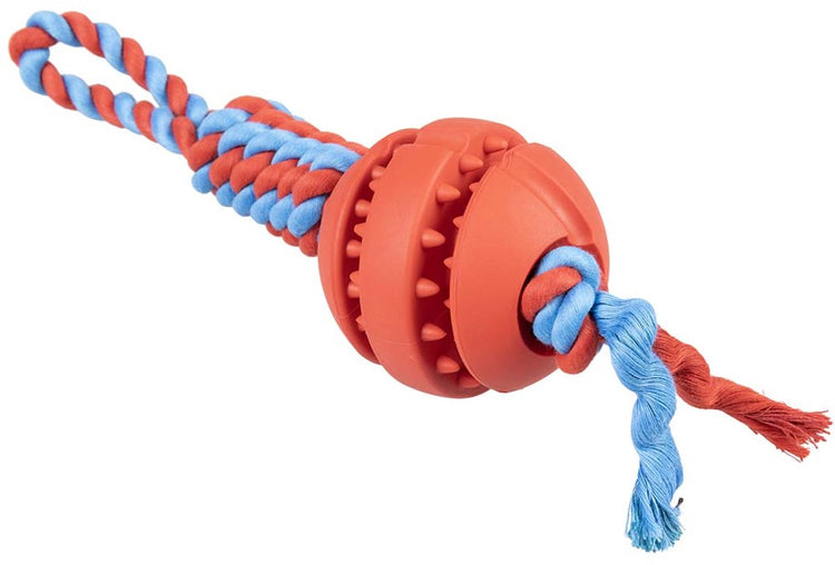 Duvo plus jouet en corde playtime rubrop tugger avec balle pour chiens 33x8x8cm rouge
