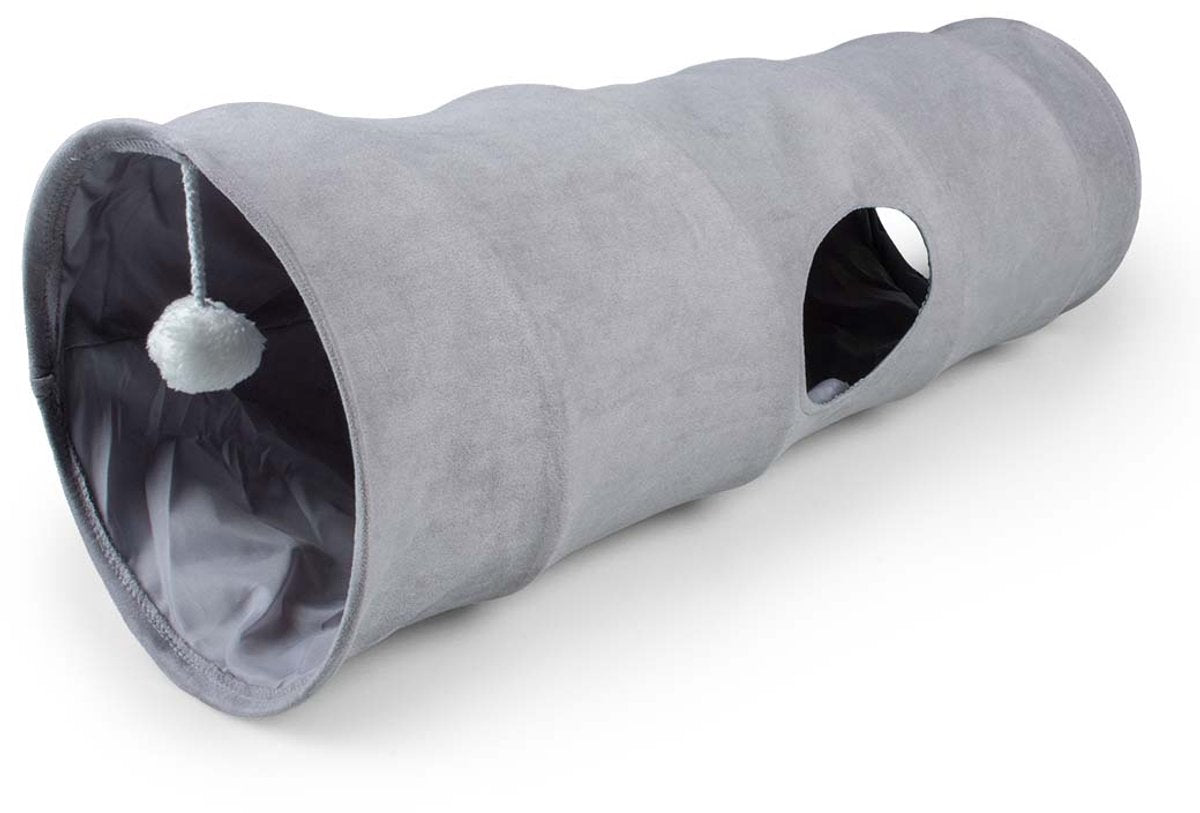 Duvo plus playtime tunnel de jeu ronronnant pour chats l-80x25x25cm gris