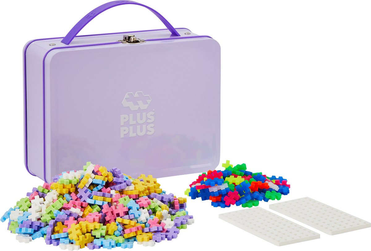 Valise de voyage Plus-Plus Basic pastel 600 pièces, ensemble de construction pastel lilas violet - 7003 - jouets de construction - jouets de construction - ensemble avec blocs de construction - à partir de 5 ans