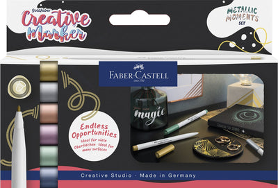 Marqueur Faber-castell - creative goldfaber - pointe pinceau b - set moments métalliques - fc-161107