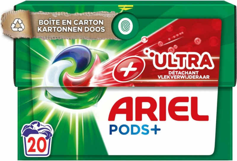 Ariel +ultra - capsules lessive détachante - dosettes+ - linge blanc et coloré - 20 lavages