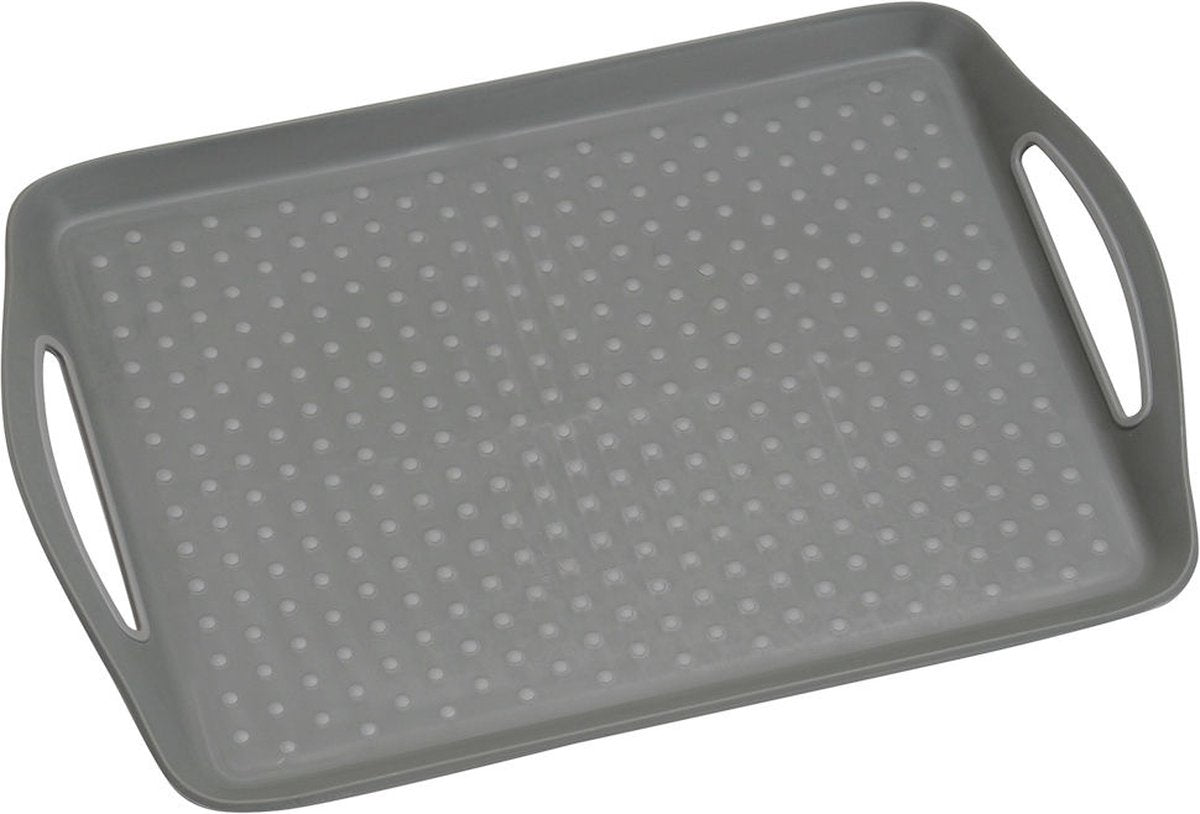 Plateau rectangulaire Kesper - plateau antidérapant - plateau profond avec antidérapant - avec poignées - 45,5 x 32 x 4,5 cm - couleur : gris