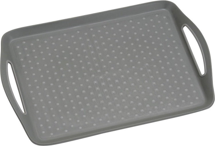 Plateau rectangulaire Kesper - plateau antidérapant - plateau profond avec antidérapant - avec poignées - 45,5 x 32 x 4,5 cm - couleur : gris