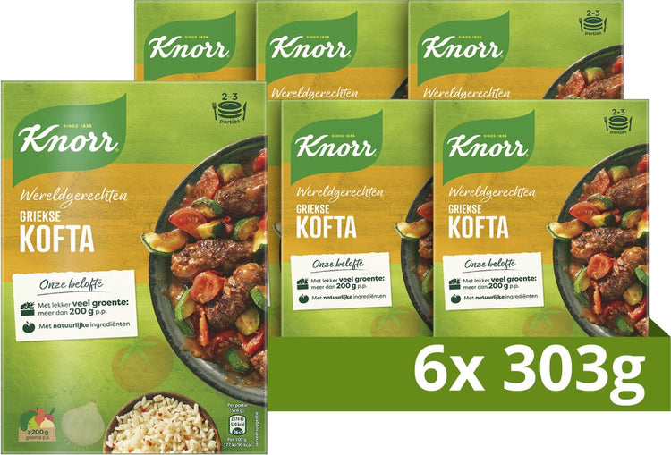 Knorr plats du monde kofta - grec - rapide, facile et avec beaucoup de légumes - 6 x 303 g