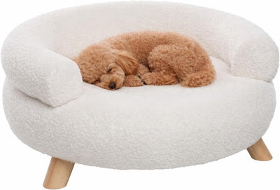 Lit pour chien Flamingo – canapé chien – canapé chat – deteno rond blanc – 54 x 54 x 27 cm – pieds en bois