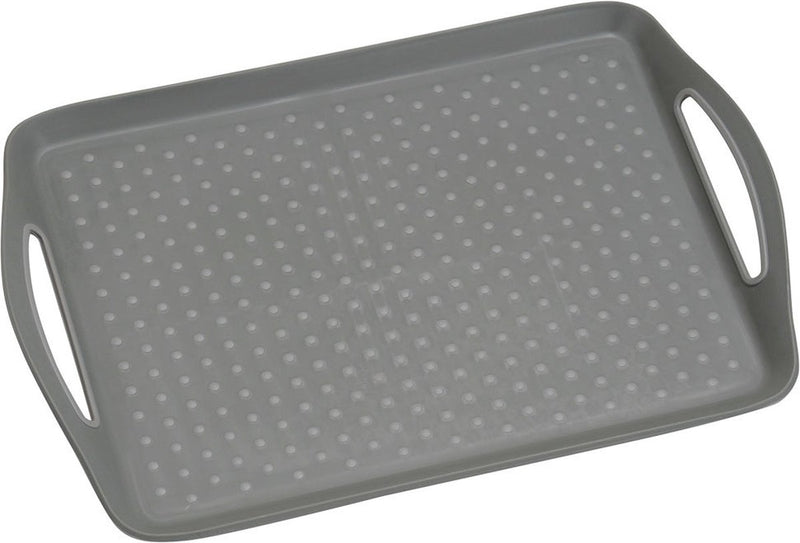 Plateau rectangulaire Kesper - plateau antidérapant - plateau profond avec antidérapant - avec poignées - 45,5 x 32 x 4,5 cm - couleur : gris