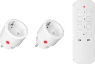 Set d'interrupteurs sans fil Calex - 2x prise interrupteur + télécommande - commande sans fil pour l'intérieur - 2300w - Lumières de Noël