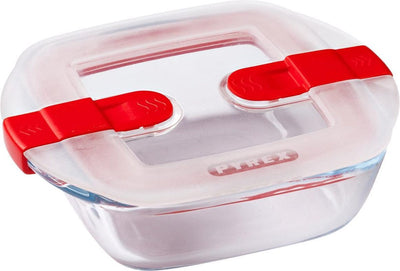 Récipient alimentaire Pyrex Cook Heat carré - avec couvercle - verre borosilicate - 14x12 cm - transparent
