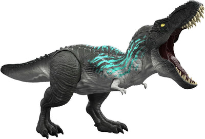 Mattel Jurassic World Muscle Madness Tyrannosaurus Rex - T-Rex avec fonction de croissance et rugissement fort