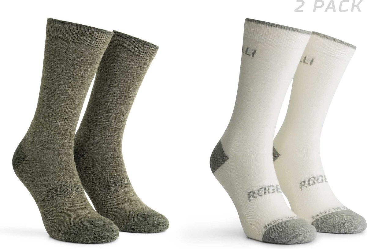 Rogelli chaussettes de cyclisme en laine mérinos - lot de 2 - vert taupe - 36 39