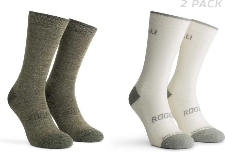Rogelli chaussettes de cyclisme en laine mérinos - lot de 2 - vert taupe - 36 39
