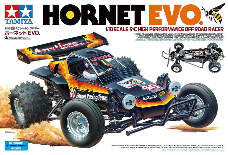 Maquette Tamiya véhicules militaires - 58742 buggy rc - hornet evo. - plastique haute performance tout-terrain rr rc - 1:10 - modélisme