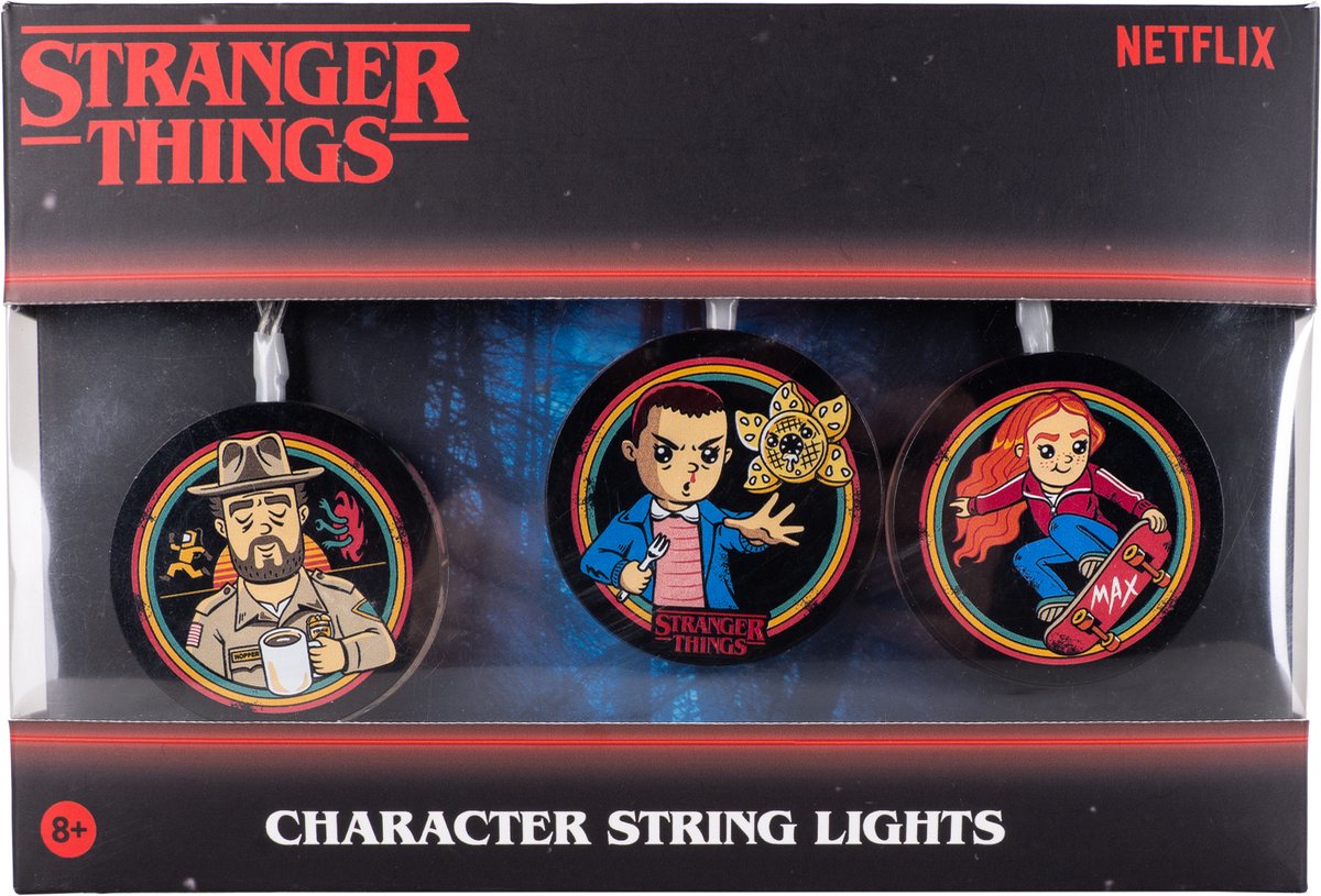 Mad Monkey Stranger Things - guirlande lumineuse - avec personnages - 9 lumières - 3,15 mètres de long - USB-C