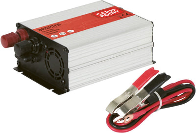 Onduleur Carpoint - 24v>230v - puissance continue 300w - puissance crête 600 watts - port USB pour charger un autre appareil - connexion à la batterie avec pinces de batterie - ventilateur de refroidissement intégré - dimensions 120x100x50mm