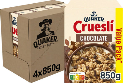 Chocolat Quaker Cruesli - céréales pour petit déjeuner - 4 x 900 grammes