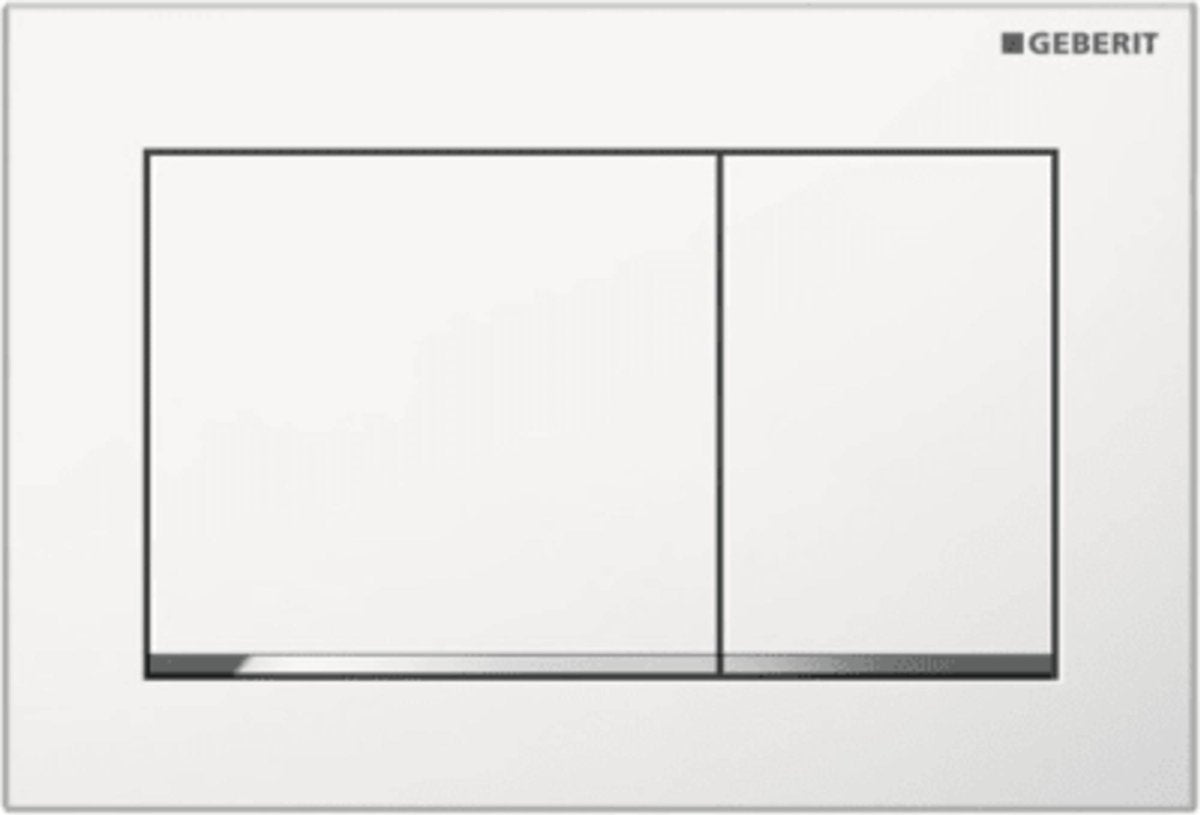 Plaque de commande Geberit omega20 - chasse d'eau 2 boutons - carrée - blanc chrome brillant blanc