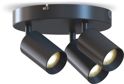 Plafonnier Calex - 3 lumières - spot en saillie - rond - noir - or