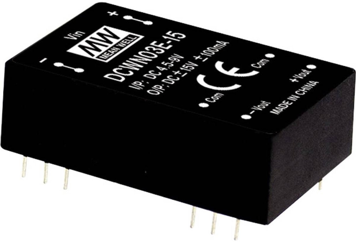 Mean well dcwn03c-15 module convertisseur dc dc 100 ma 3 w nombre de sorties : 2 x contenu 1 pièce(s)