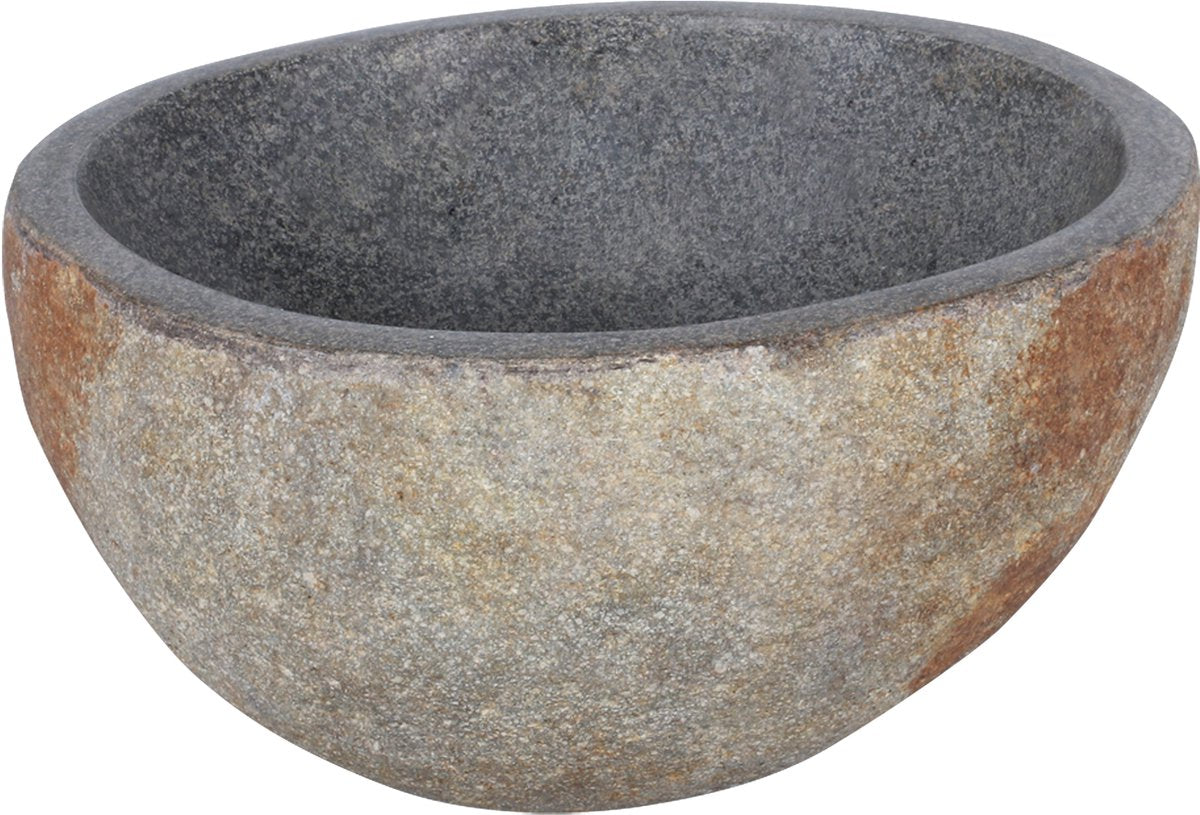 Differnz lombok lavabo 36cm rond pierre de rivière gris