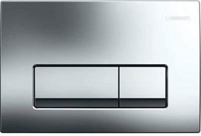 Plaque de commande Geberit delta50 - 2 boutons affleurants - boutons rectangulaires - chrome brillant