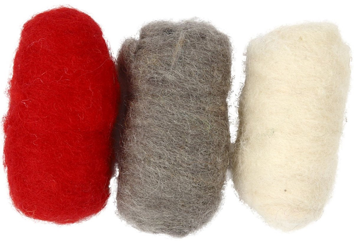 Laine cardée Creativ company, harmonie rouge blanc, 3x10 gr 1 boîte