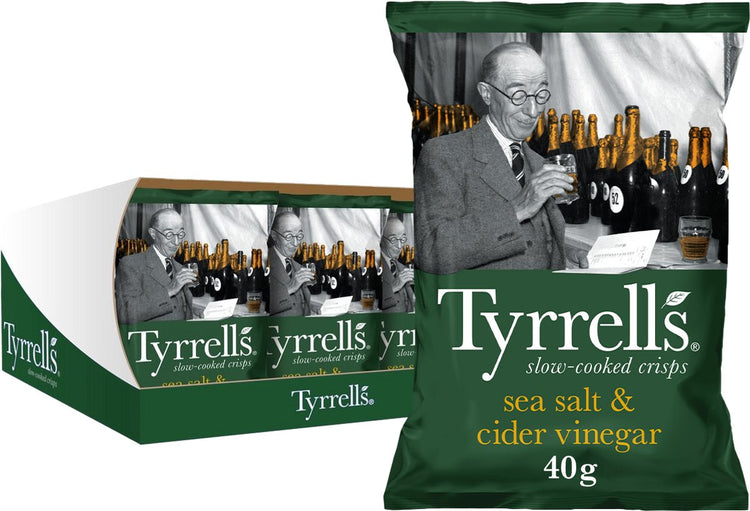 Tyrrells chips vinaigre de cidre au sel de mer 18 x 40 grammes