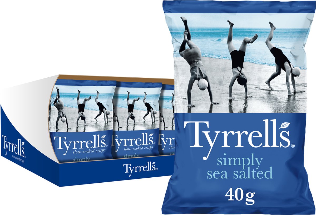 Tyrrells chips simplement salées à la mer 18 x 40 grammes