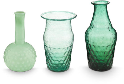 Pip studio - vase à fleurs - accessoires pour la maison - bleu-vert - vase en verre - ensemble de 3 vases