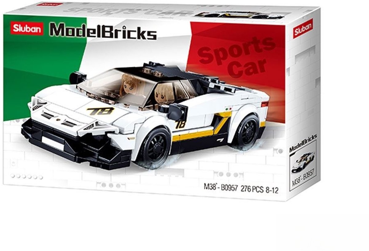 Sluban – supercar italienne en briques, modèle blanc (m38-b0957)