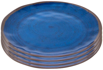 Bo-camp - assiette plate - halo - 4 pièces - mélamine - bleu