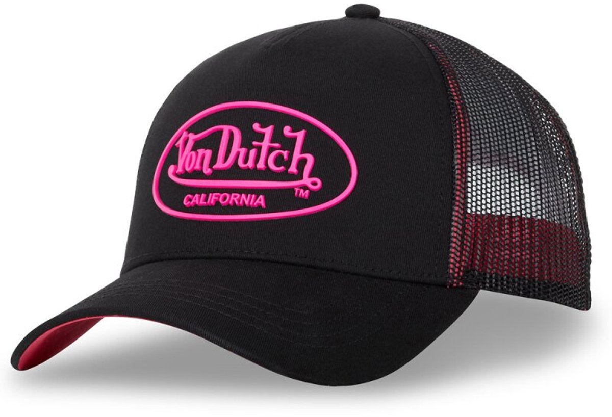 Von Dutch - casquette de camionneur snapback dom p | taille unique | réglable | fermeture pression - noir rose