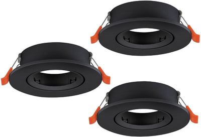 Spot encastrable Eglo barranco - gu10 - ø 9 cm - noir - lot de 3 pièces - inclinable