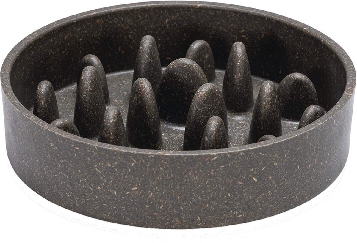 Conçu par lotte pom bac à litière anti-tabac pour chat - chat à alimentation lente - gamelle de nourriture - passe au lave-vaisselle - bambou - gris - 410 ml