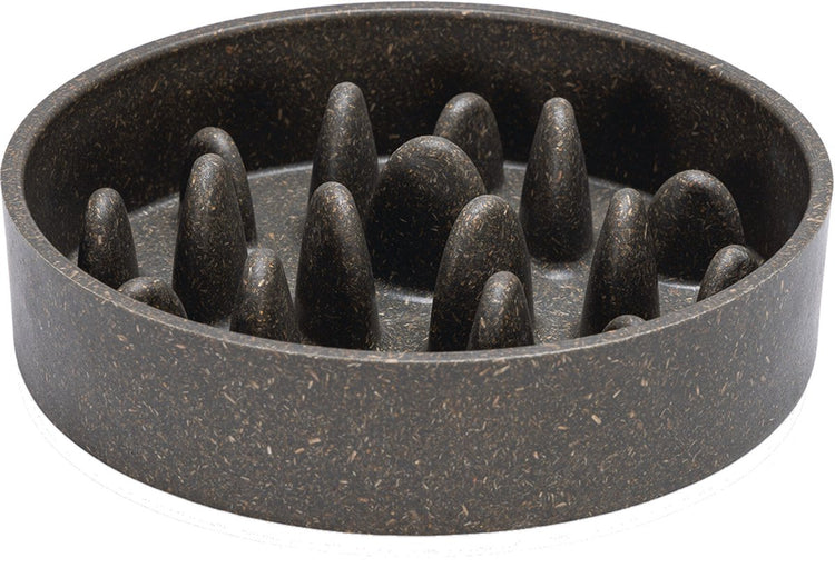 Conçu par lotte pom bac à litière anti-tabac pour chat - chat à alimentation lente - gamelle de nourriture - passe au lave-vaisselle - bambou - gris - 410 ml