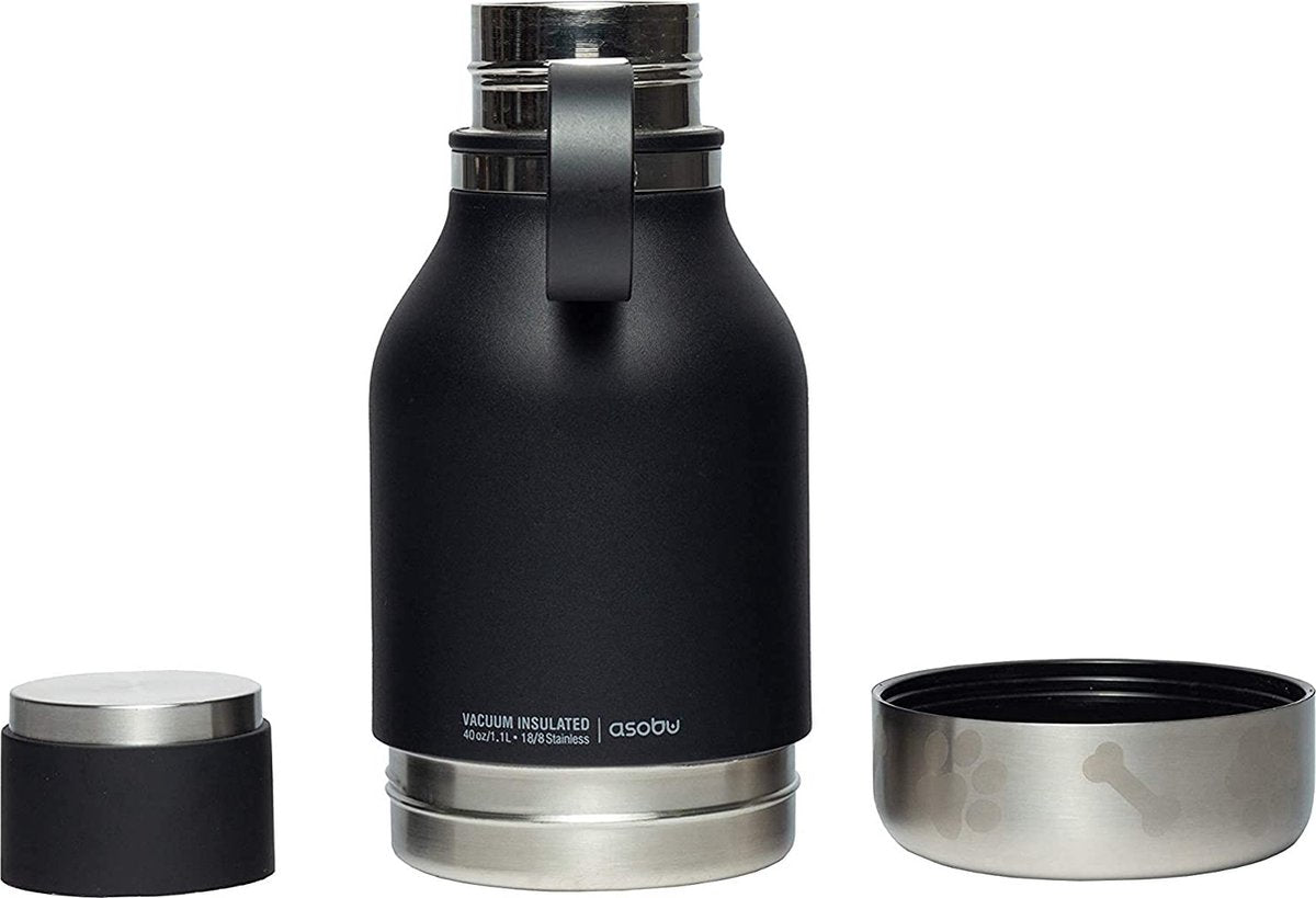 Bouteille de gamelle pour chien Asobu en acier inoxydable - noir