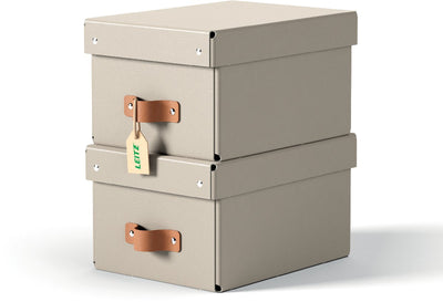 Leitz puro petite boîte de rangement avec couvercle - lot de 2 - 7l - carton 100% recyclé - beige