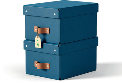 Leitz puro petite boîte de rangement avec couvercle - lot de 2 - 7l - carton 100% recyclé - bleu foncé