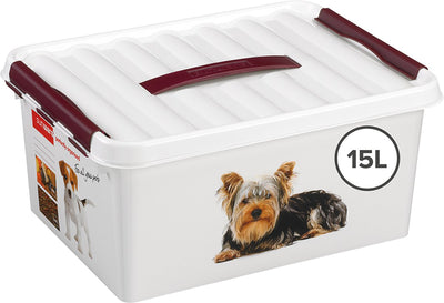 Boîte de rangement pour animaux Sunware q-line 15l - 40x30x18 cm - blanc rouge