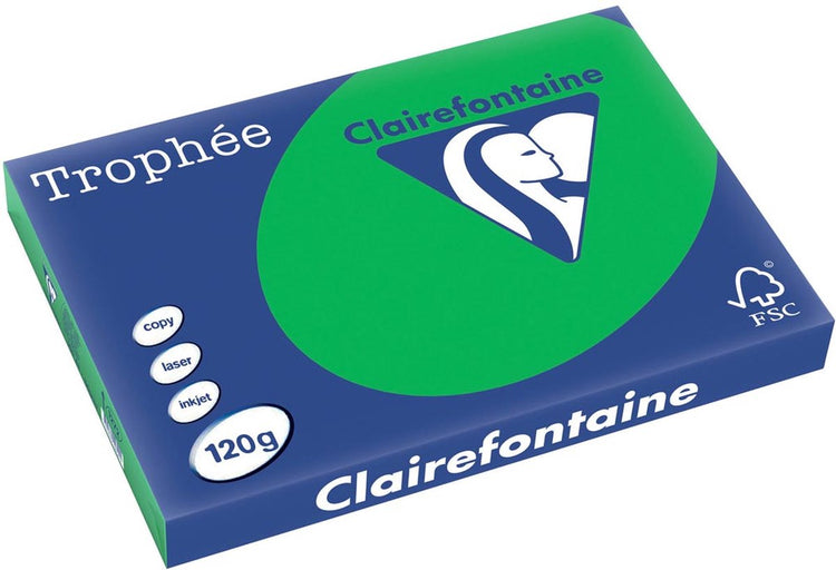Clairefontaine trophée intense a3 vert billard 120 g 25 feuilles