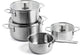 Kitchenaid ensemble de casseroles en acier inoxydable 7 pièces - 16 20 24 cm - 1,5 3,1 4,8 l - sans PFAS - ensemble de casseroles en acier inoxydable - ensemble de casseroles à induction - passe au four jusqu'à 220°c - avec couvercle en verre - argent