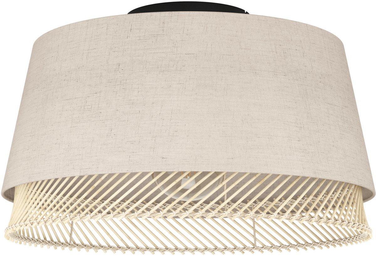 Plafonnier Eglo tabley - e27 - ø 38 cm - naturel|marron|noir - textile