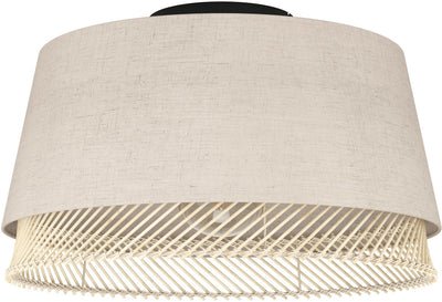 Plafonnier Eglo tabley - e27 - ø 38 cm - naturel|marron|noir - textile