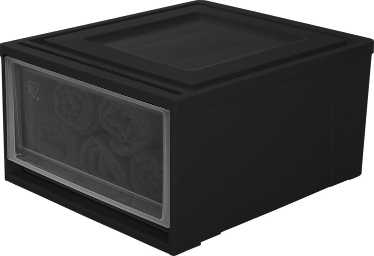 Tiroir empilable Iris maxi tiroir - 30l - plastique - noir transparent