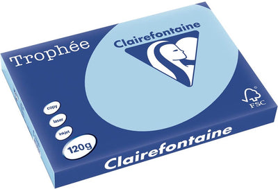 Clairefontaine trophée pastel, papier coloré, a3, 120 g, 250 feuilles, bleu