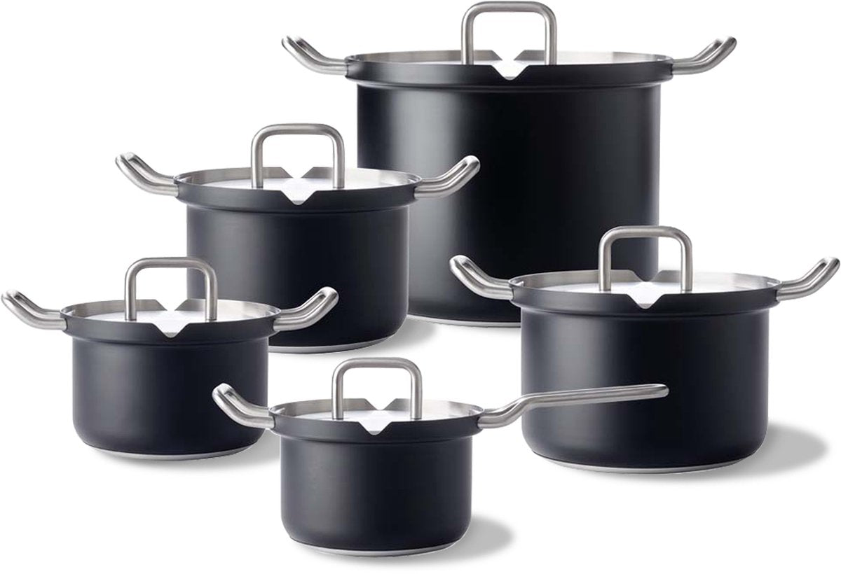 Bk q-linair master ensemble de poêles noires 5 pièces