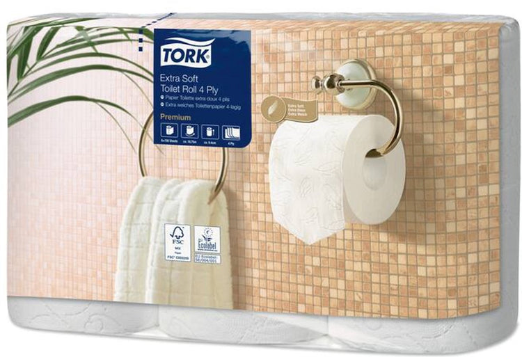 Tork 110406.1 papier toilette extra doux blanc 4 épaisseurs 6 rouleaux (110406.1)
