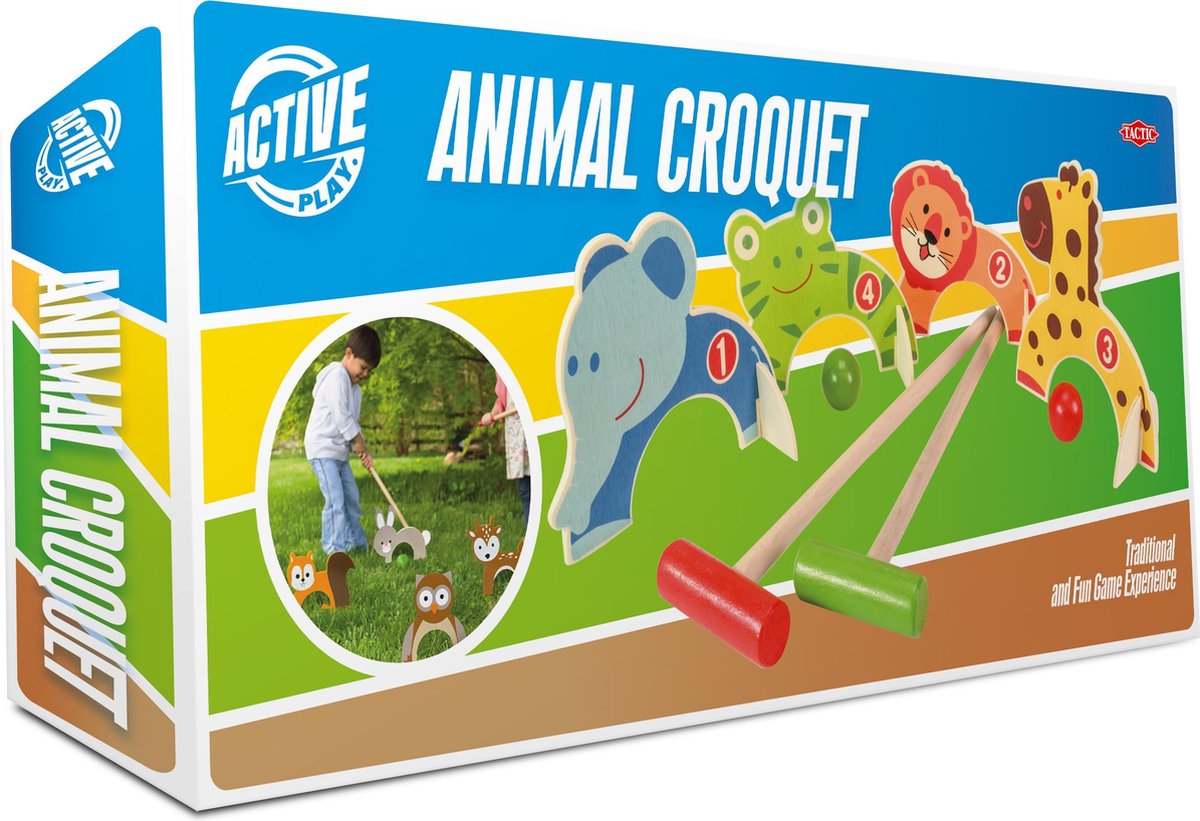 Tactique Ensemble de croquet d'animaux en bois